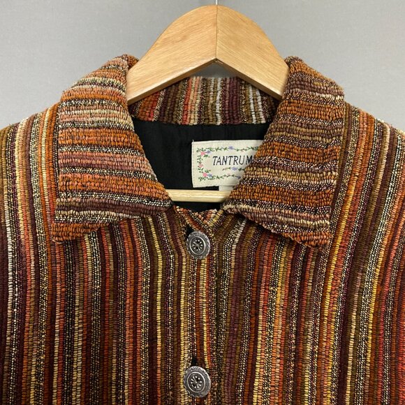 Vintage Tantrums Jacket Textured Stripe Button-Up Women Size Small Eclectic Boho - Picture 13 of 13